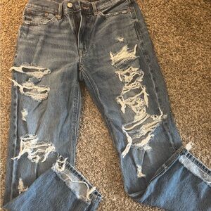 American Eagle Outfitters Ripped Blue Boyfriend Jeans